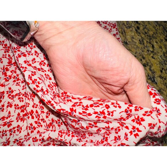 Free People One Fine Day Floral-Print Mini Dress Red White Romantic Cottage Core - Picture 13 of 14